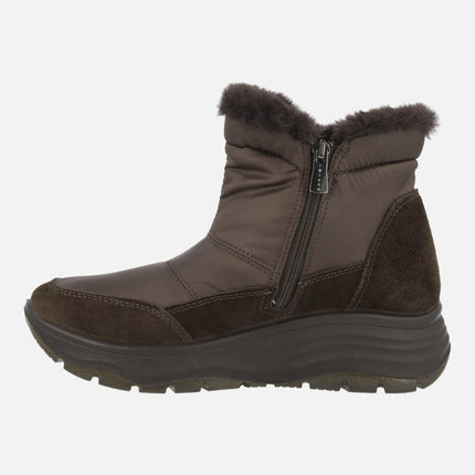 Botines para mujer en piel y tejido con forro de pelo y membrana GORE-TEX