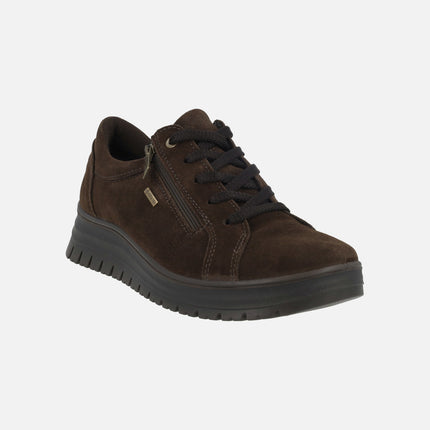 Women's sneakers in brown suede with GORE-TEX membrane