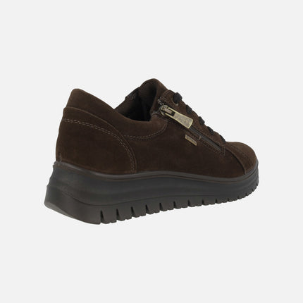 Women's sneakers in brown suede with GORE-TEX membrane