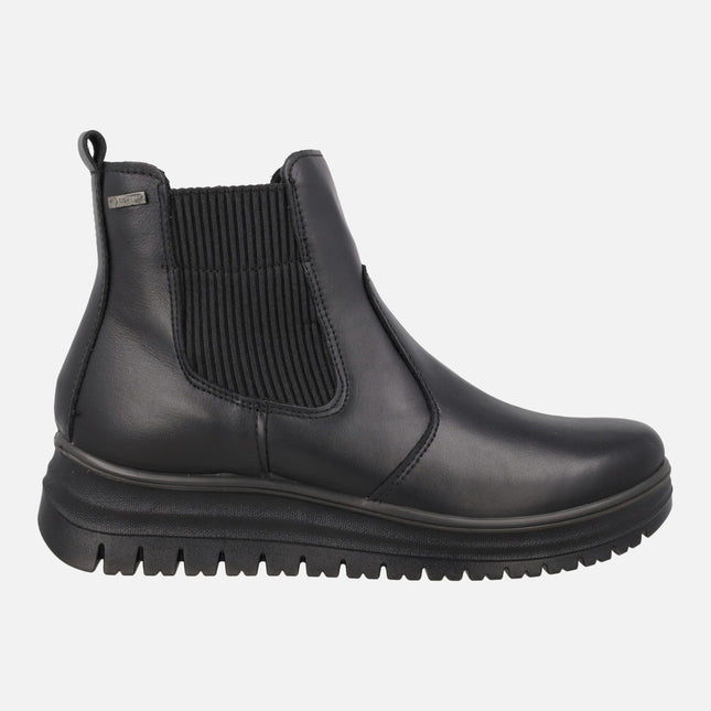 GORE-TEX women's ankle boots in black leather Chelsea style