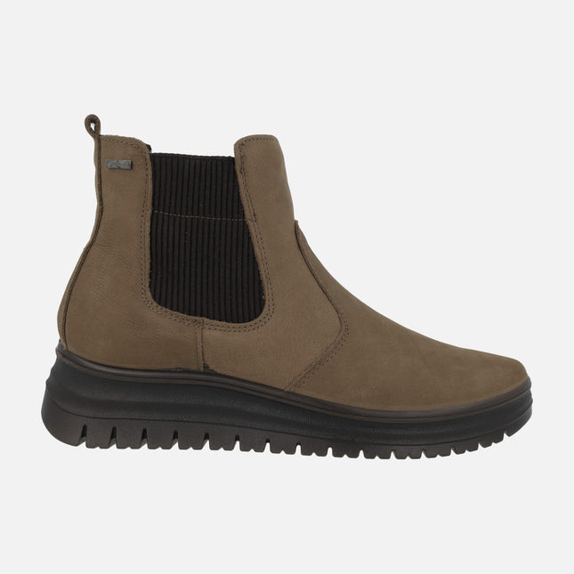 Botines GORE TEX para mujer en piel nobuck estilo chelsea