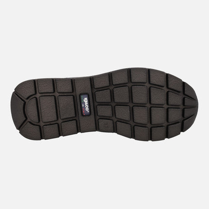 Black leather sneakers with GORE-TEX membrane and animal print heel