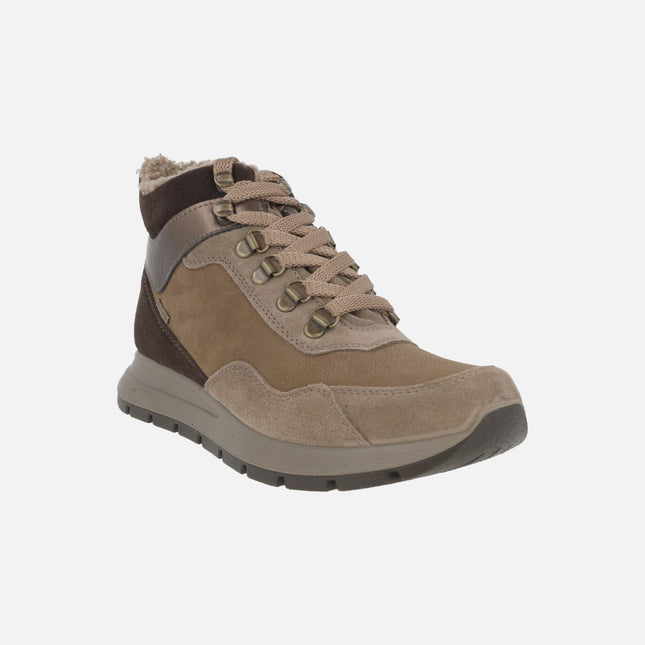 Deportivos abotinados para mujer en combinado marrón con membrana GORE-TEX