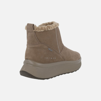 Women's low ankle boots in taupe suede with GORE-TEX membrane