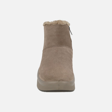Women's low ankle boots in taupe suede with GORE-TEX membrane