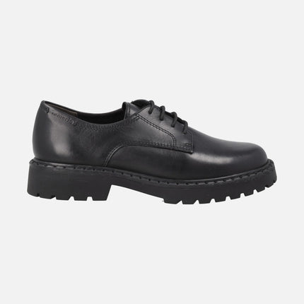 Women's lace-up shoes in black leather