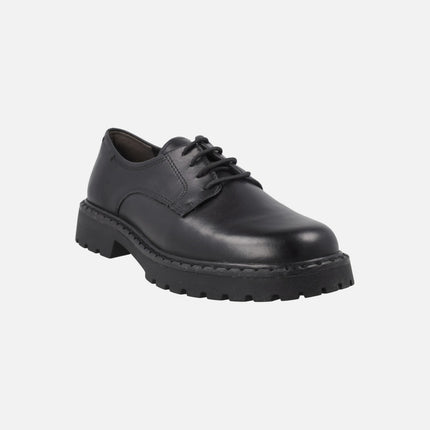 Women's lace-up shoes in black leather