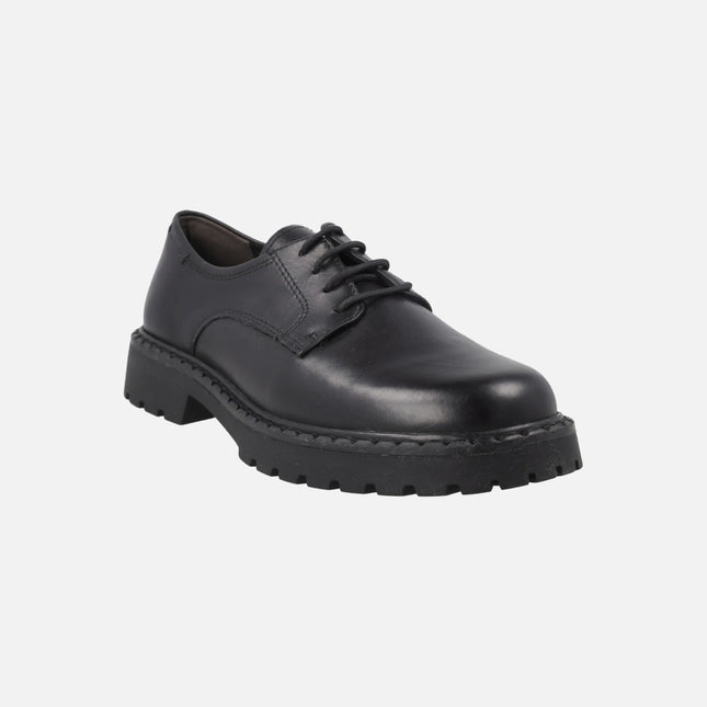 Women's lace-up shoes in black leather