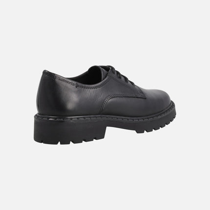 Women's lace-up shoes in black leather