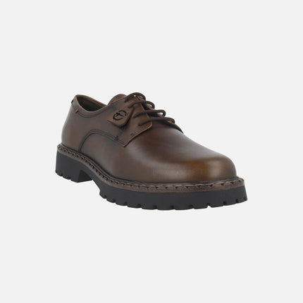 Zapatos blucher con cordones en piel marrón