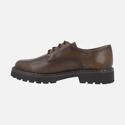 Zapatos blucher con cordones en piel marrón
