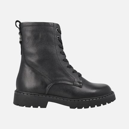 Botines de piel estilo militar con cordones y cremallera