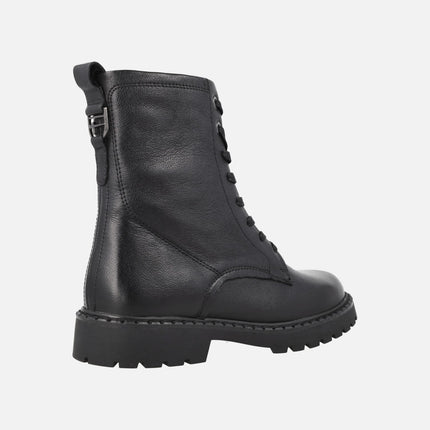 Botines de piel estilo militar con cordones y cremallera