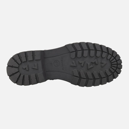 Botines de piel estilo militar con cordones y cremallera