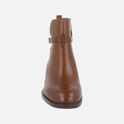 Women's leather ankle boots with metal logo decoration Tamaris
