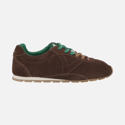 Zapatillas deportivas para mujer en serraje moca Aster