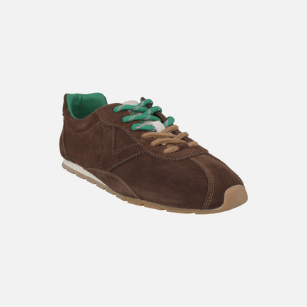 Zapatillas deportivas para mujer en serraje moca Aster