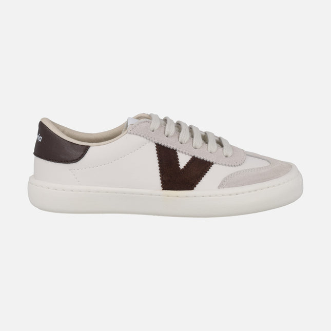 Olmo Barefoot unisex sports shoes with leather effect and chocolate suede