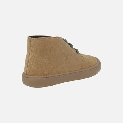 Botines OLMO BAREFOOT en serraje beige para mujer