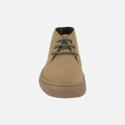 Botines OLMO BAREFOOT en serraje beige para mujer