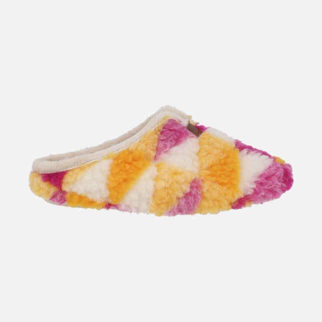 Zapatillas de casa descalzas para mujer en tejido borreguillo multicolor