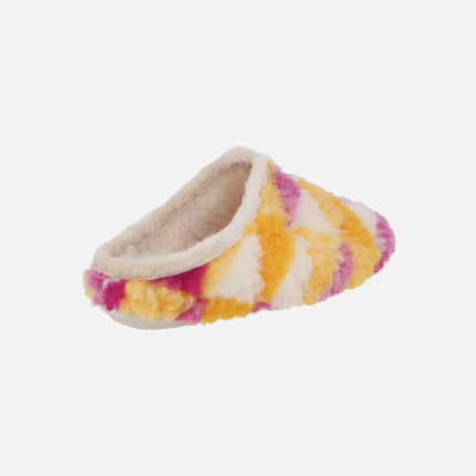 Zapatillas de casa descalzas para mujer en tejido borreguillo multicolor