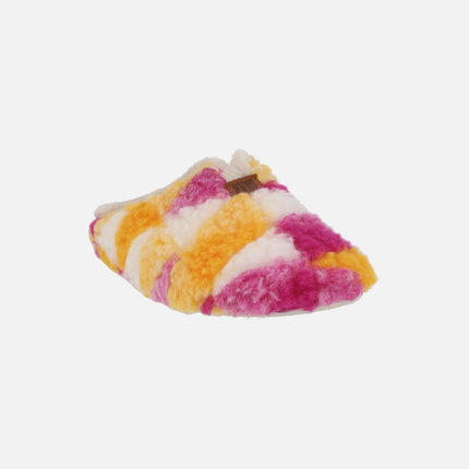 Zapatillas de casa descalzas para mujer en tejido borreguillo multicolor