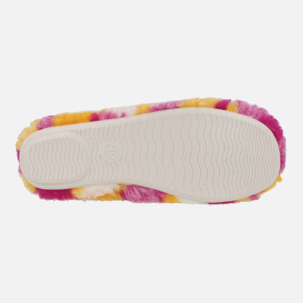 Zapatillas de casa descalzas para mujer en tejido borreguillo multicolor