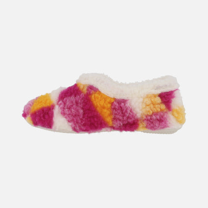 Zapatillas de casa cerradas para mujer en tejido borreguillo multicolor