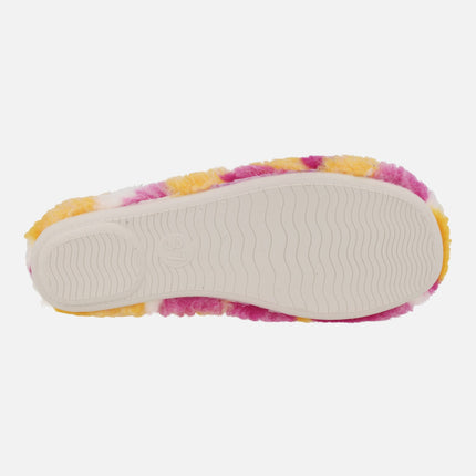 Zapatillas de casa cerradas para mujer en tejido borreguillo multicolor