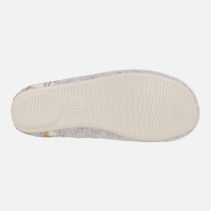 Zapatillas de casa descalzas para mujer en combinado celeste