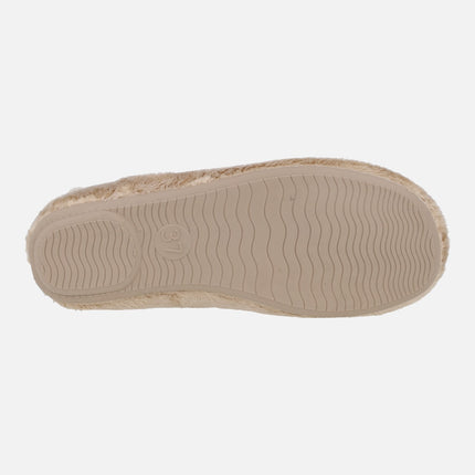 Zapatillas de casa descalzas para mujer en pelo beige
