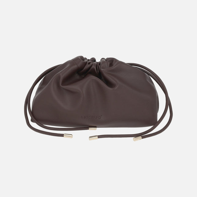Bolsos estilo bombonera con asa bandolera y cordones para fruncir