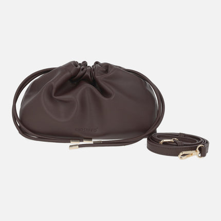 Bolsos estilo bombonera con asa bandolera y cordones para fruncir