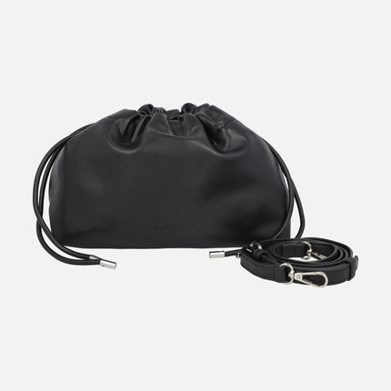 Bolsos estilo bombonera con asa bandolera y cordones para fruncir