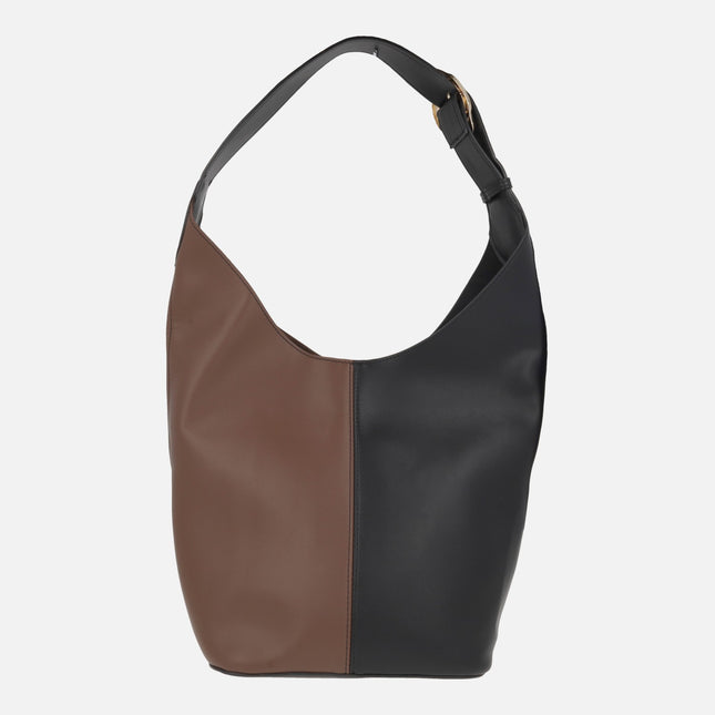 Bolsos bicolor para hombro efecto piel