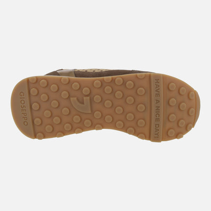 Sports sneakers with inner wedge in a combination of metallic and brown
