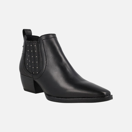 Botines para mujer Rodeira en piel negra con mini tachas