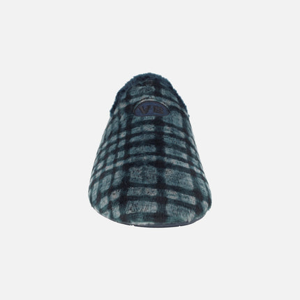 Barefoot house slippers for men in blue plaid combination