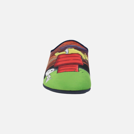 Men's house slippers with a Snoopy and Homer Simpson design