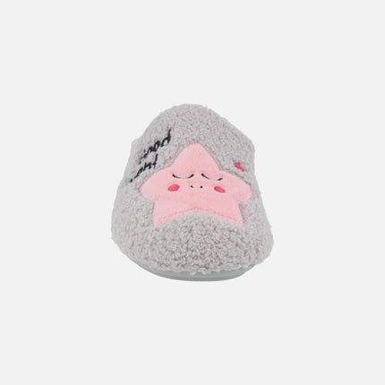 GOOD NIGHT women's house slippers with stars in gray and pink combi