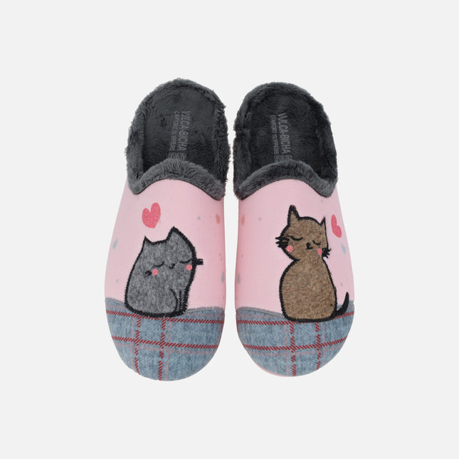 Barefoot house slippers for women with cat design