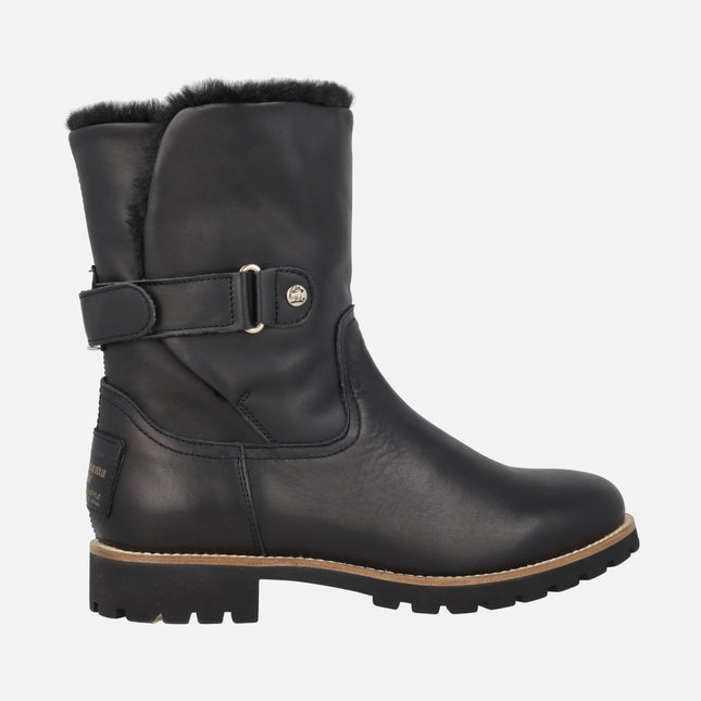 Black leather boots with fur lining FELIA TRAV