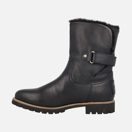 Botas negras de piel con forro de pelo FELIA TRAV