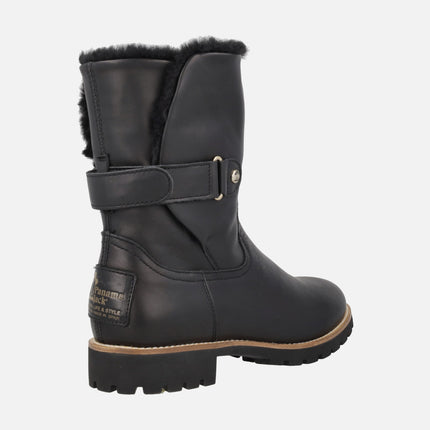 Botas negras de piel con forro de pelo FELIA TRAV