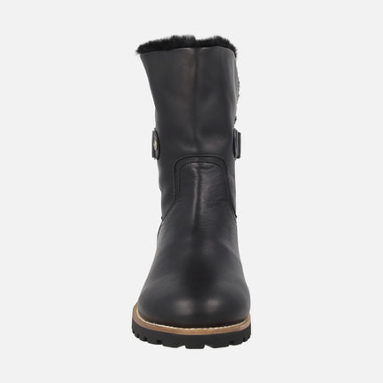 Botas negras de piel con forro de pelo FELIA TRAV