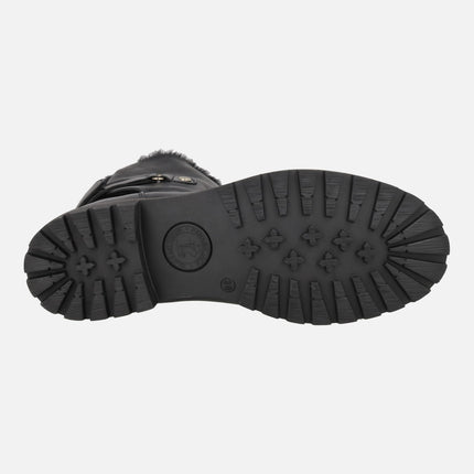 Botas negras de piel con forro de pelo FELIA TRAV