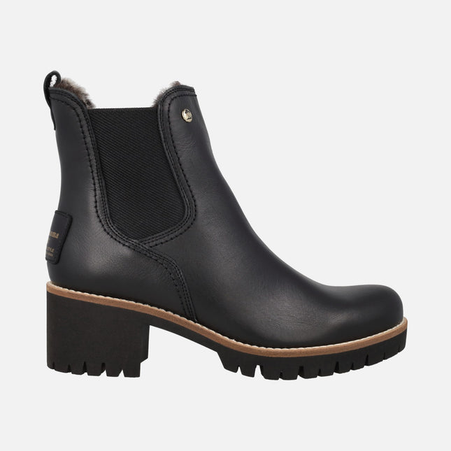 PIA TRAV fur-lined chelsea style heeled ankle boots
