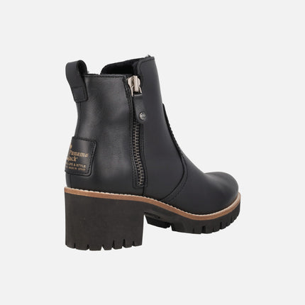 Black heeled ankle boots with zippers and fur lining PAULINE TRAV