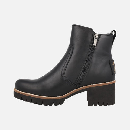 Black heeled ankle boots with zippers and fur lining PAULINE TRAV